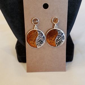 💐6/25 post dangle circle yin yang like earrings